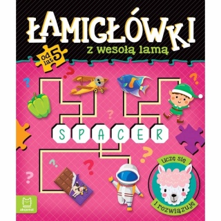 Łamigłówki z wesołą lamą zadania rebusy labirynty krzyżówki 5+