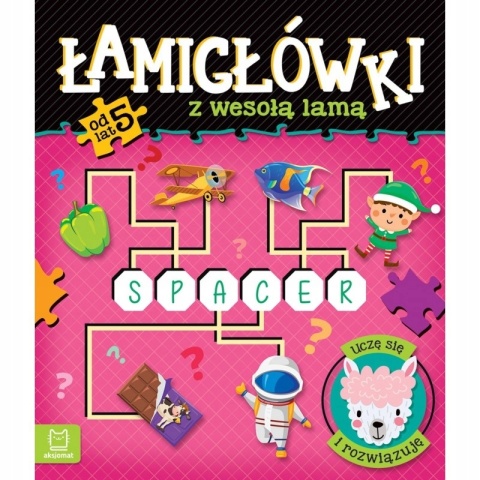 Łamigłówki z wesołą lamą zadania rebusy labirynty krzyżówki 5+