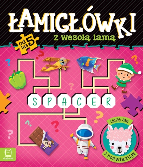 Łamigłówki z wesołą lamą zadania rebusy labirynty krzyżówki 5+