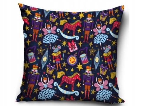 Poszewka na poduszkę 40x40 jasiek świąteczna granatowa zabawki ozdoby