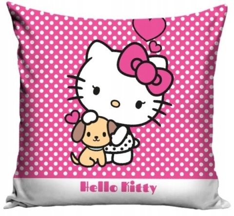 Poszewka na poduszki 40 x 40 cm kotek Hello Kitty z pieskiem velvet