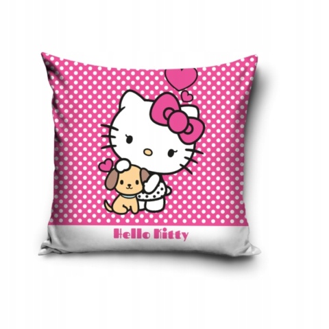 Poszewka na poduszki 40 x 40 cm kotek Hello Kitty z pieskiem velvet