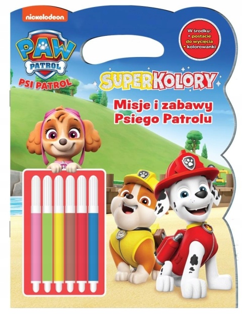 SUPERKOLORY misje i zabawy Psiego Patrolu kolorowanka + mini flamastry