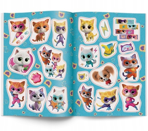 Super Koty Puszysta Moc kotki kolorowanka z naklejkami