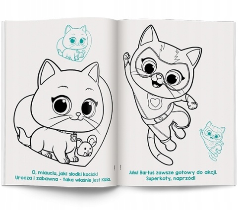 Super Koty Puszysta Moc kotki kolorowanka z naklejkami