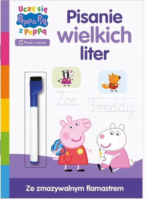 Świnka Peppa Pierwsze Pisanie wielkich liter alfabet flamaster wymazywalny