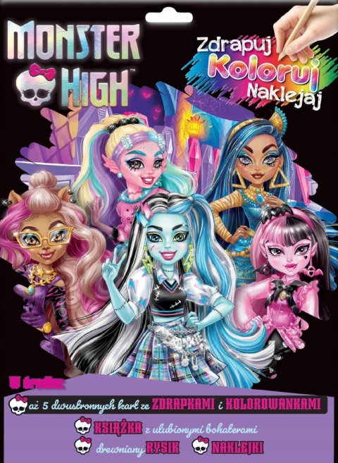 WydrapywanKA + rysik dwustronne zdrapki z kolorowanką MONSTER HIGH