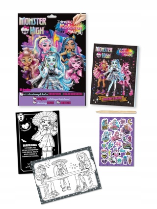 WydrapywanKA + rysik dwustronne zdrapki z kolorowanką MONSTER HIGH