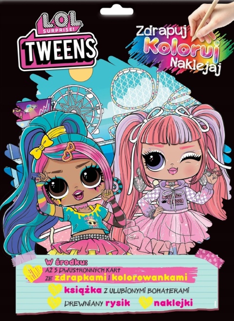 Wydrapywanka + rysik dwustronne zdrapki z kolorowanką LOL SURPRISE TWEENS