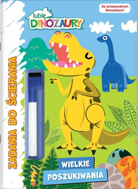 Zadania do ścierania Dinozaury Wielkie poszukiwania + flamaster wymazywalny