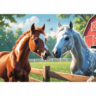 Konie koń biały i brązowy Puzzle TREFL 200 EL 13328