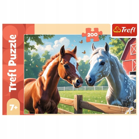 Konie koń biały i brązowy Puzzle TREFL 200 EL 13328