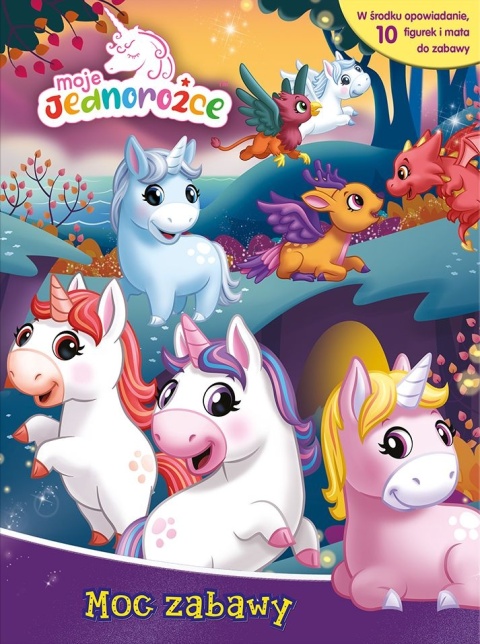 Moc zabawy Moje jednorożce książka + figurki 10 szt +mata