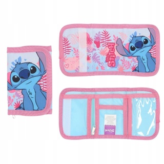 Portfel portfelik dziecięcy rzep suwak Lilo i Stitch Stich różowy