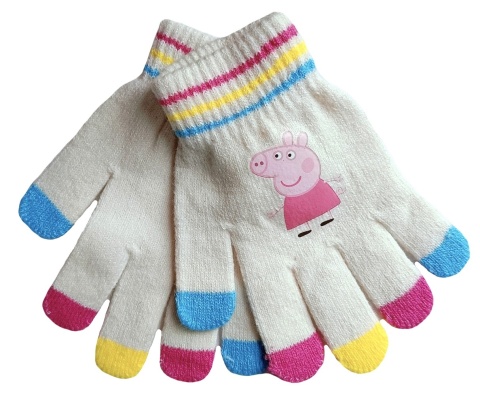 Rękawiczki rękawice dziecięce ŚWINKA PEPPA PIG kolorowe palce Rękawiczki rękawice dziecięce ŚWINKA PEPPA PIG kolorowe palce