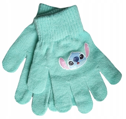 Rękawiczki rękawice pięciopalczaste dziecięce Lilo i Stitch Stitch miętowe Rękawiczki rękawice pięciopalczaste dziecięce Lilo i Stitch Stitch miętowe