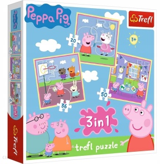 ŚWINKA PEPPA PIG 3W1 Trefl Puzzle 106 EL