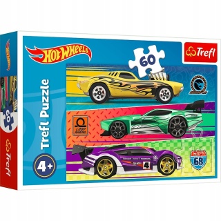 HOT WHEELS auta wyścigówki Trefl Puzzle 60 EL 17389