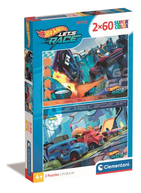 HotWheels super color Puzzle auta Clementoni 2 X 60 2x60 EL 24816