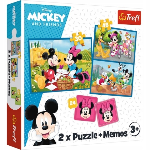MYSZKA MICKEY I PRZYJACIELE MIKI Trefl Puzzle 2w1 48 30 MEMO 24 el
