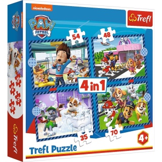 Psi patrol pieski Psie sprawy Trefl Puzzle 4w1 35 48 54 70 el 34650