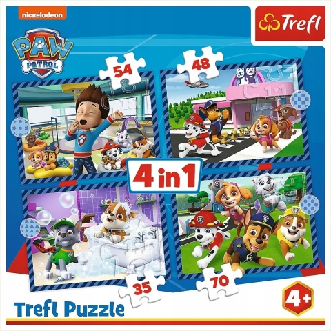 Psi patrol pieski Psie sprawy Trefl Puzzle 4w1 35 48 54 70 el 34650
