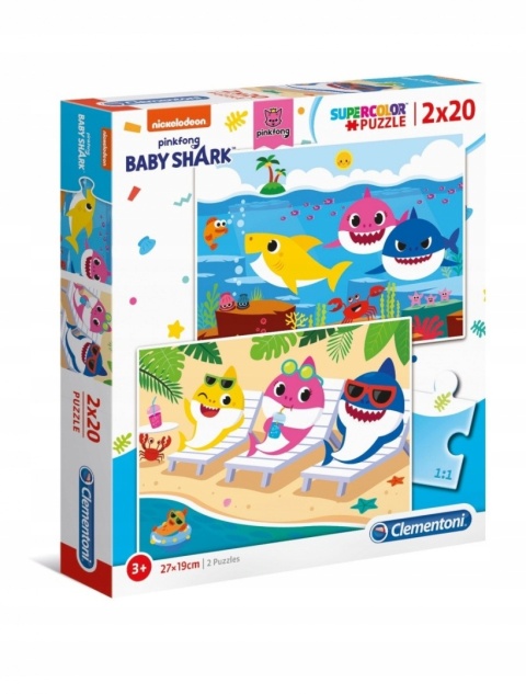 Puzzle BABY SHARK mały rekin 2x20 2 x 20 Clementoni 2w1 24777
