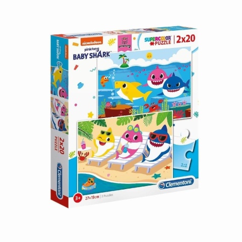 Puzzle BABY SHARK mały rekin 2x20 2 x 20 Clementoni 2w1 24777