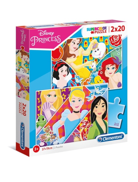 Puzzle Księżniczki Disney 2x20 2 x 20 Clementoni 2w1 24766