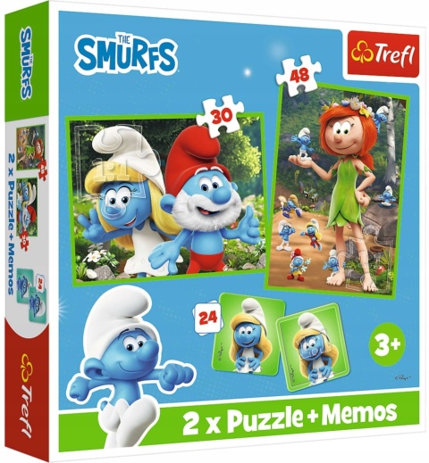 Smerfy Smerfetka Papa Smerf Trefl Puzzle 2w1 48 30 MEMO 24 el 93656