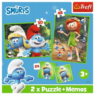 Smerfy Smerfetka Papa Smerf Trefl Puzzle 2w1 48 30 MEMO 24 el 93656