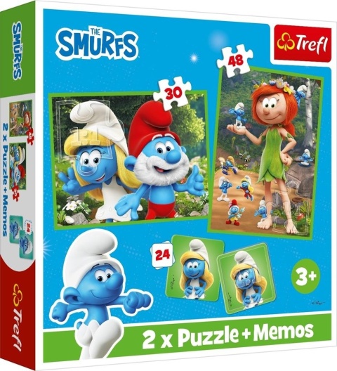 Smerfy Smerfetka Papa Smerf Trefl Puzzle 2w1 48 30 MEMO 24 el 93656