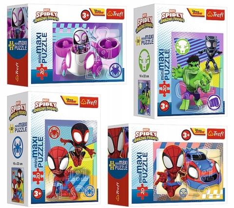 Spiderman Spidey i przyjaciele Hulk Puzzle MINI MAXI 20EL x 4