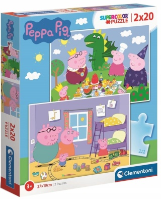 Świnka Peppa Puzzle 2x20 2 x 20 Clementoni 2w1 24778