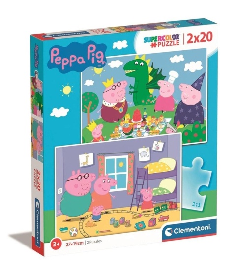 Świnka Peppa Puzzle 2x20 2 x 20 Clementoni 2w1 24778