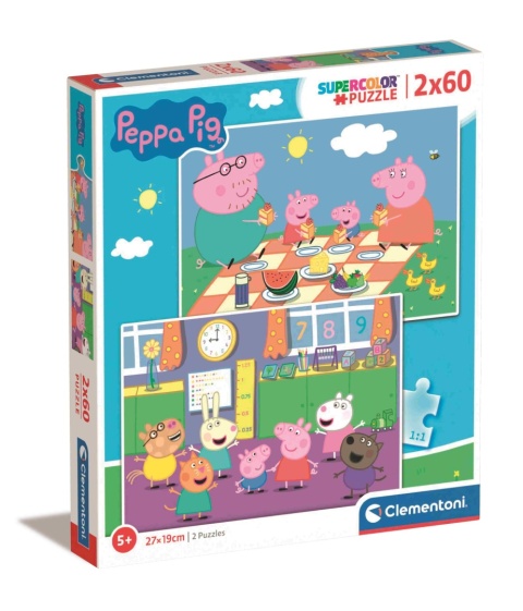 Świnka Peppa super color Puzzle Blue Clementoni 2 X 60 2x60 EL 24793
