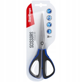 Nożyczki biurowe Berlingo Easycut300 soft grip niebieskie 20 cm