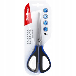 Nożyczki biurowe Berlingo Easycut300 soft grip niebieskie 20 cm