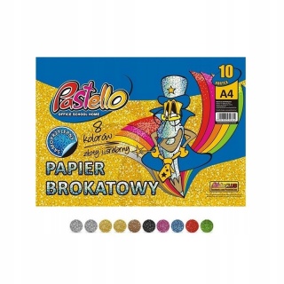 Papier kolorowy brokatowy samoprzylepny złoty srebrny 10 szt A4 Pastello