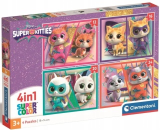 Puzzle 4w1 SUPER KOTY kotki 12 16 20 24 el Clementoni 21531