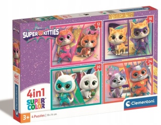 Puzzle 4w1 SUPER KOTY kotki 12 16 20 24 el Clementoni 21531