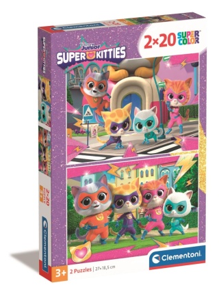 Puzzle Super koty Superr KItties 2x20 2 x 20 Clementoni 2w1 24811