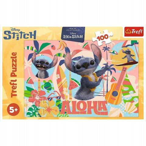 Stitch i przyjaciele w akcji filmowa wersja Stich Puzzle Trefl 100 EL 16495