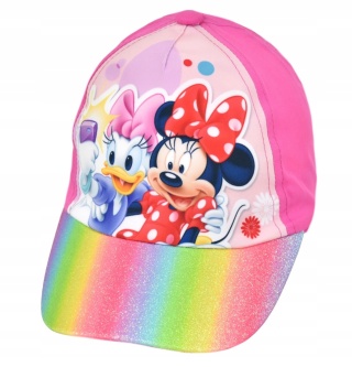 Czapka z daszkiem brokatowy tęcza MYSZKA MINNIE 52