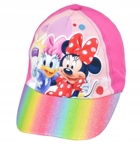 Czapka z daszkiem brokatowy tęcza MYSZKA MINNIE 52
