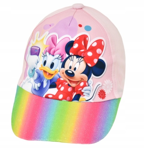 Czapka z daszkiem brokatowy tęcza MYSZKA MINNIE 52