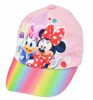 Czapka z daszkiem brokatowy tęcza MYSZKA MINNIE 54