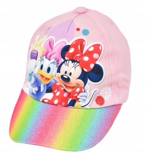 Czapka z daszkiem brokatowy tęcza MYSZKA MINNIE 54