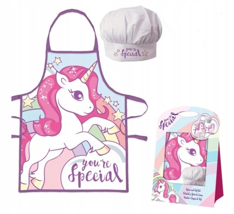 JEDNOROŻEC fartuszek fartuch czapka torebka