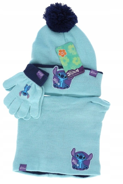 LILO I STITCH czapka zimowa komin rękawiczki komplet Stich 52-54
